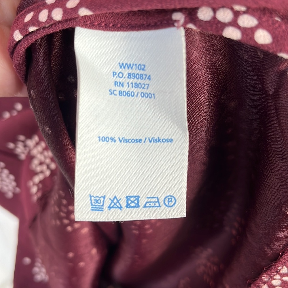 Boden burgundy cream crepe dress 14L - Picture 8 of 9
